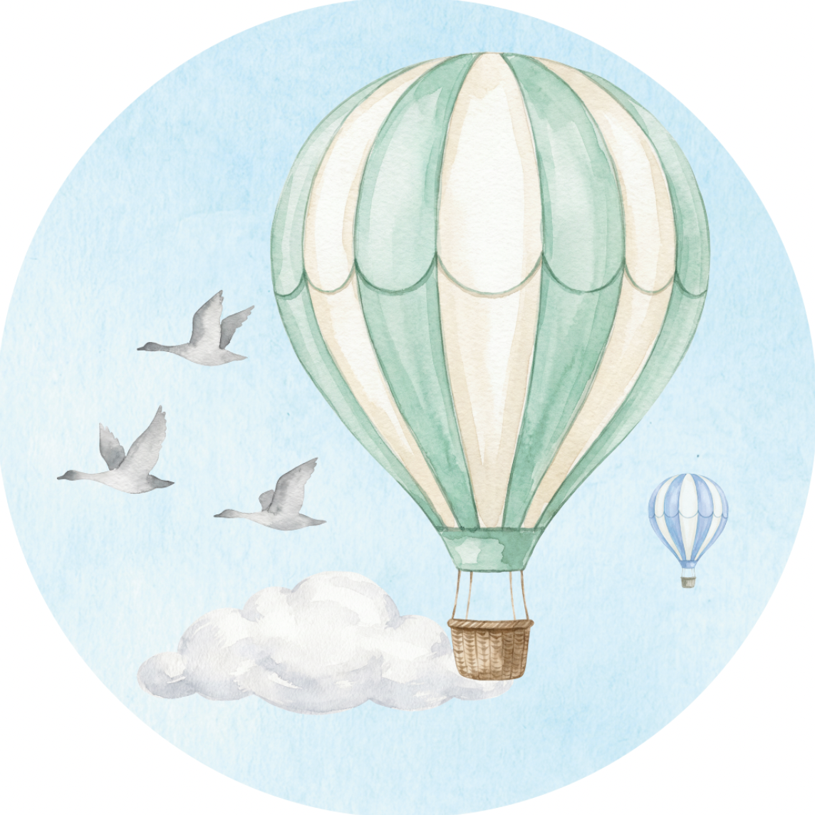 Behangcirkel Luchtballon Blauw