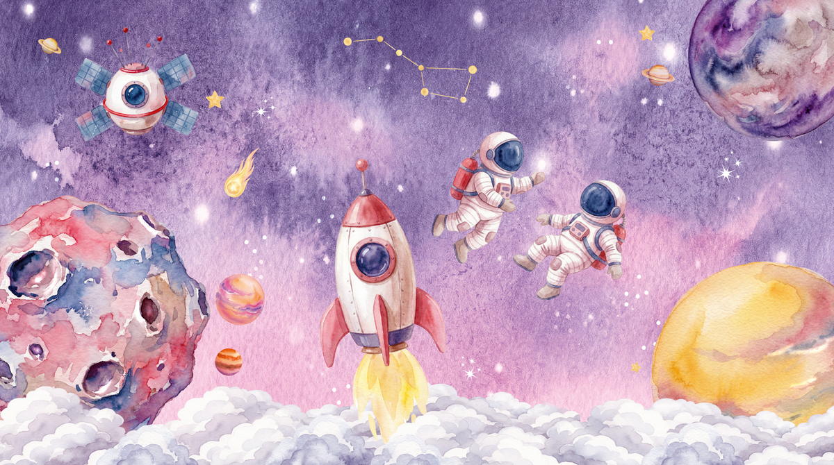 Behang Astronaut Roze