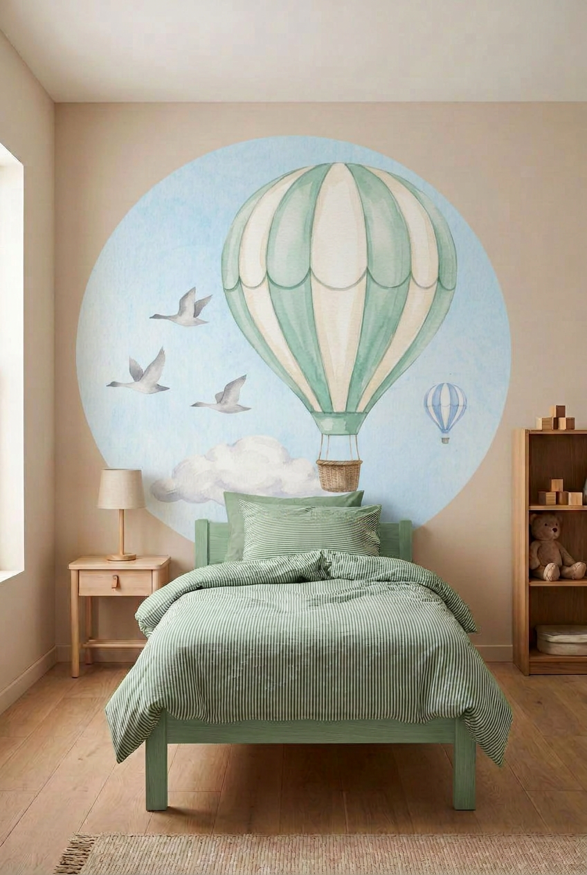 Behangcirkel Luchtballon Blauw