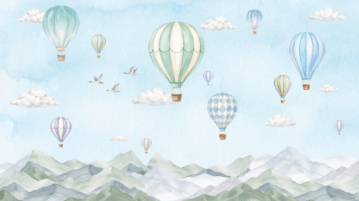 Behang Luchtballon Blauw