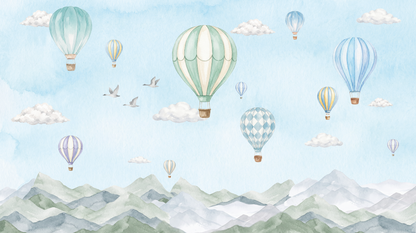 Behang Luchtballon Blauw