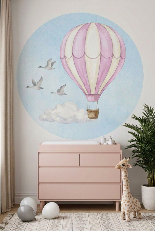 Behangcirkel Luchtballon Roze