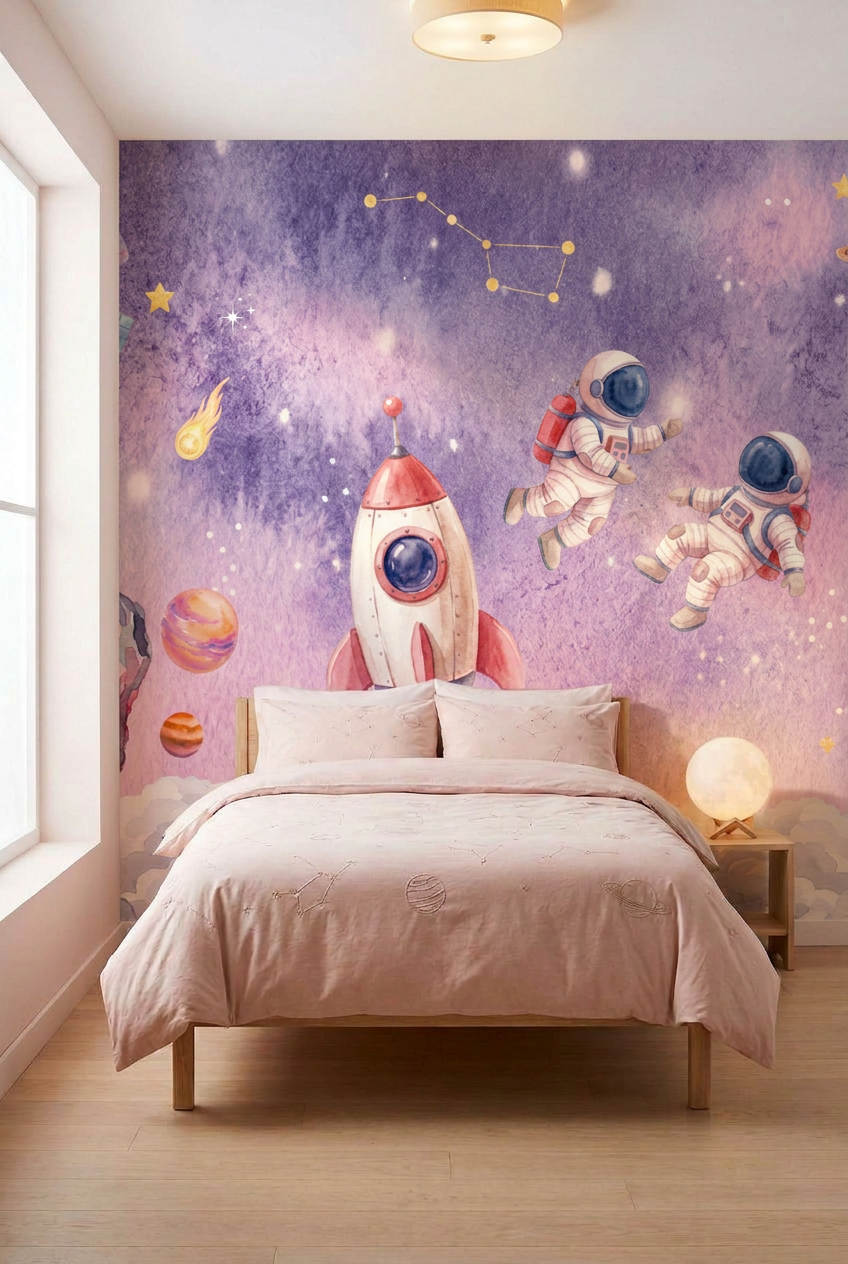 Behang Astronaut Roze