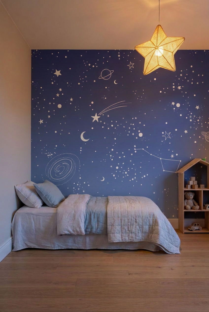 Behang Sterrenhemel Blauw