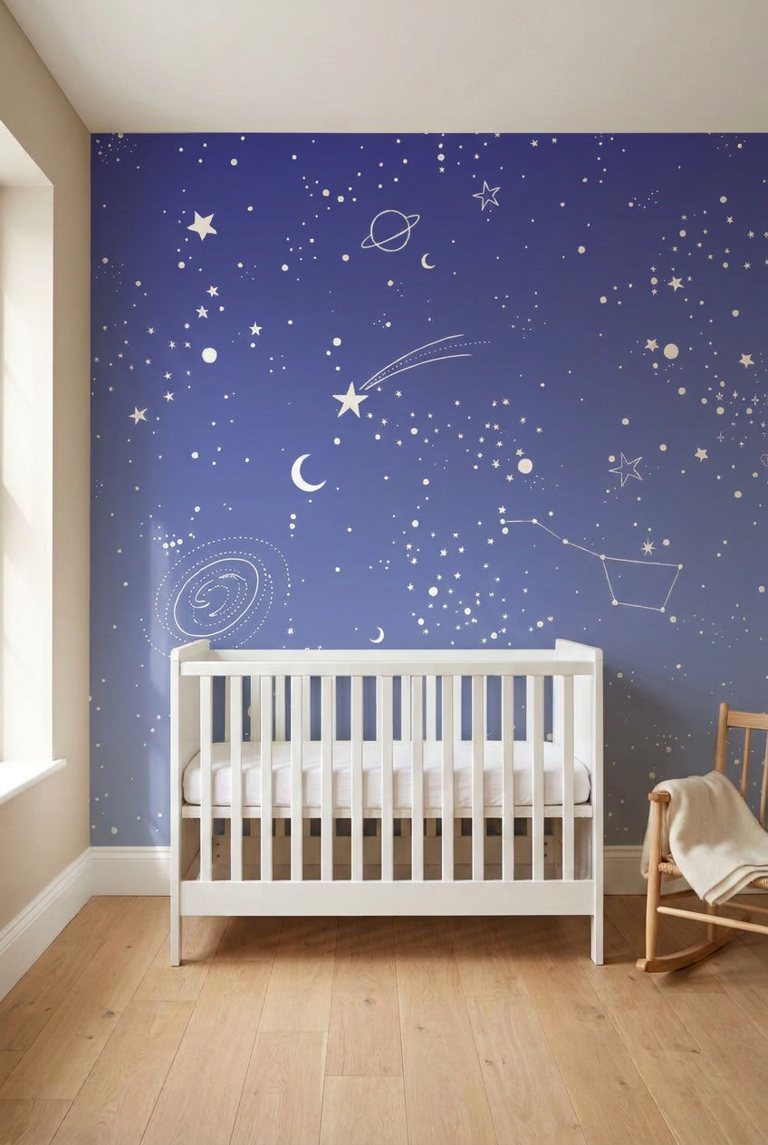Behang Sterrenhemel Blauw