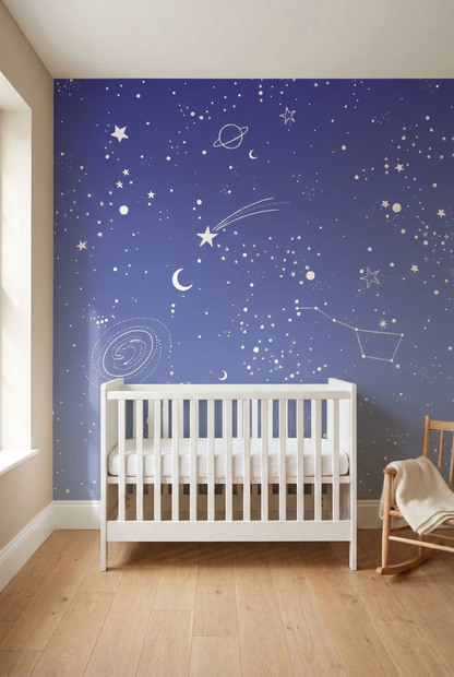 Behang Sterrenhemel Blauw