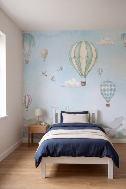 Behang Luchtballon Blauw