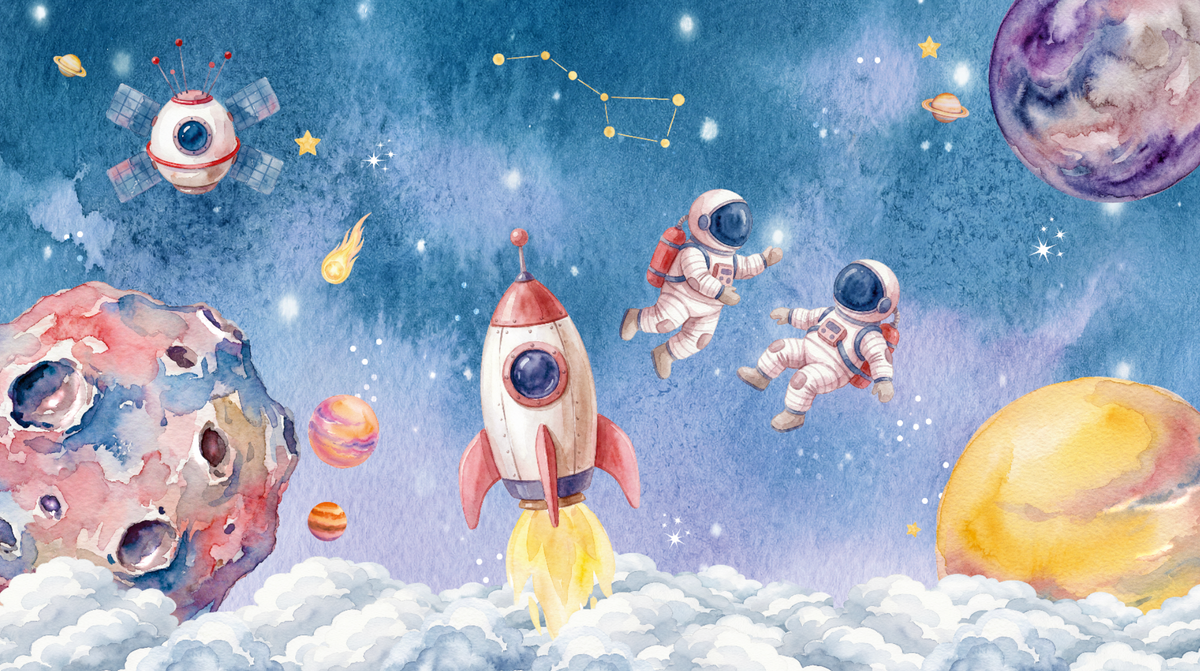Behang Astronaut Blauw